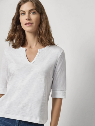 LILLA P Rib Trim Elbow Split Neck