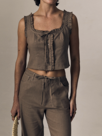 LE JEAN LINEN RUFFLE CAMI