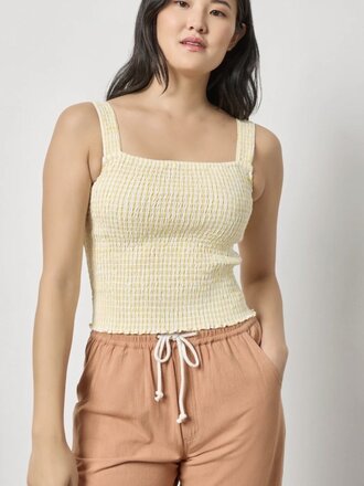 LILLA P STRIPED SMOCKED TANK