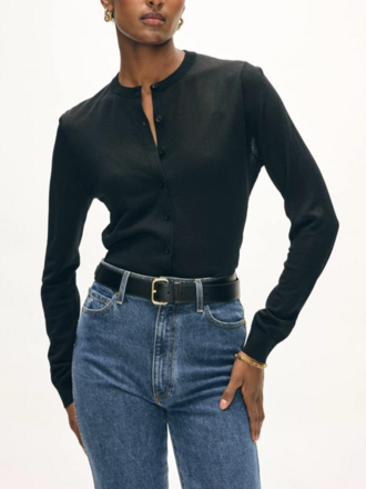 WHITE + WARREN PAPERFINE CREWNECK CARDIGAN
