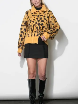 GREYLIN Paloma Ultra Soft Shaggy Funnel Neck Cardigan