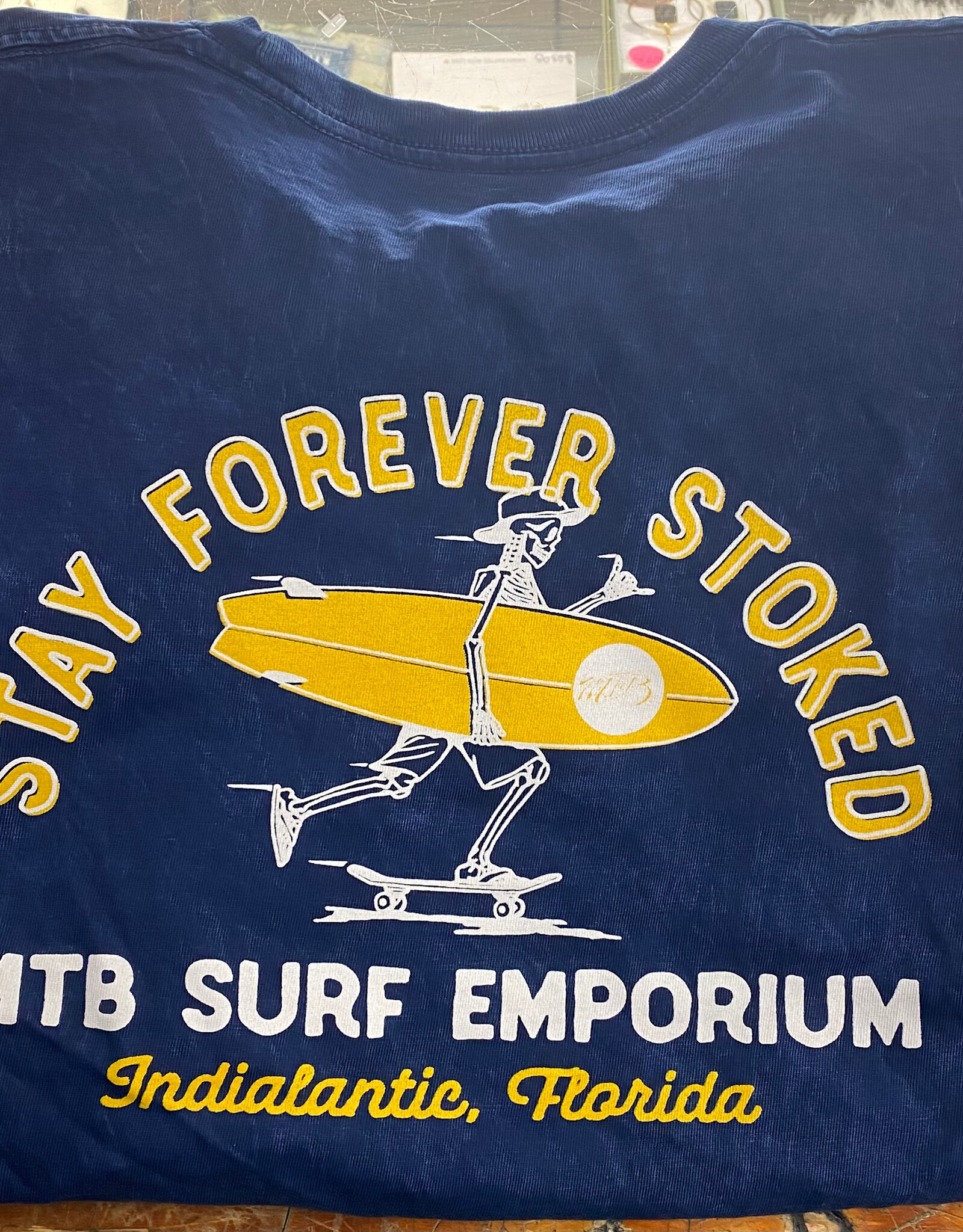 MTB Stoked skully tshirt washed blue