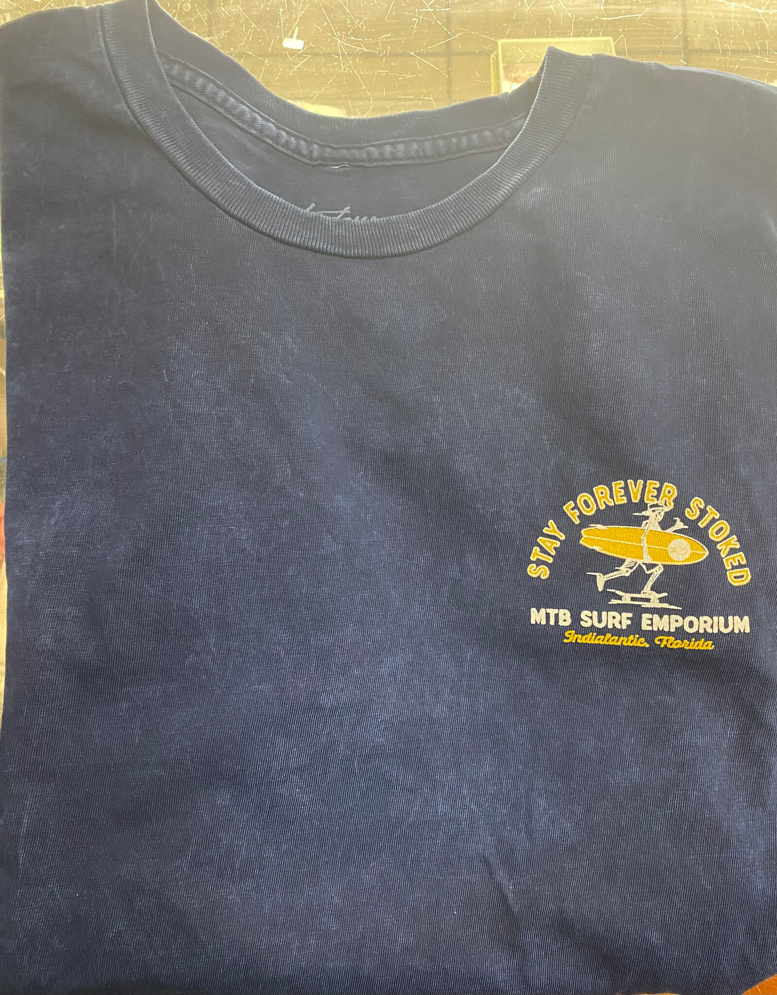 MTB Stoked skully tshirt washed blue