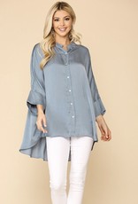 Washed Satin Button Down Top