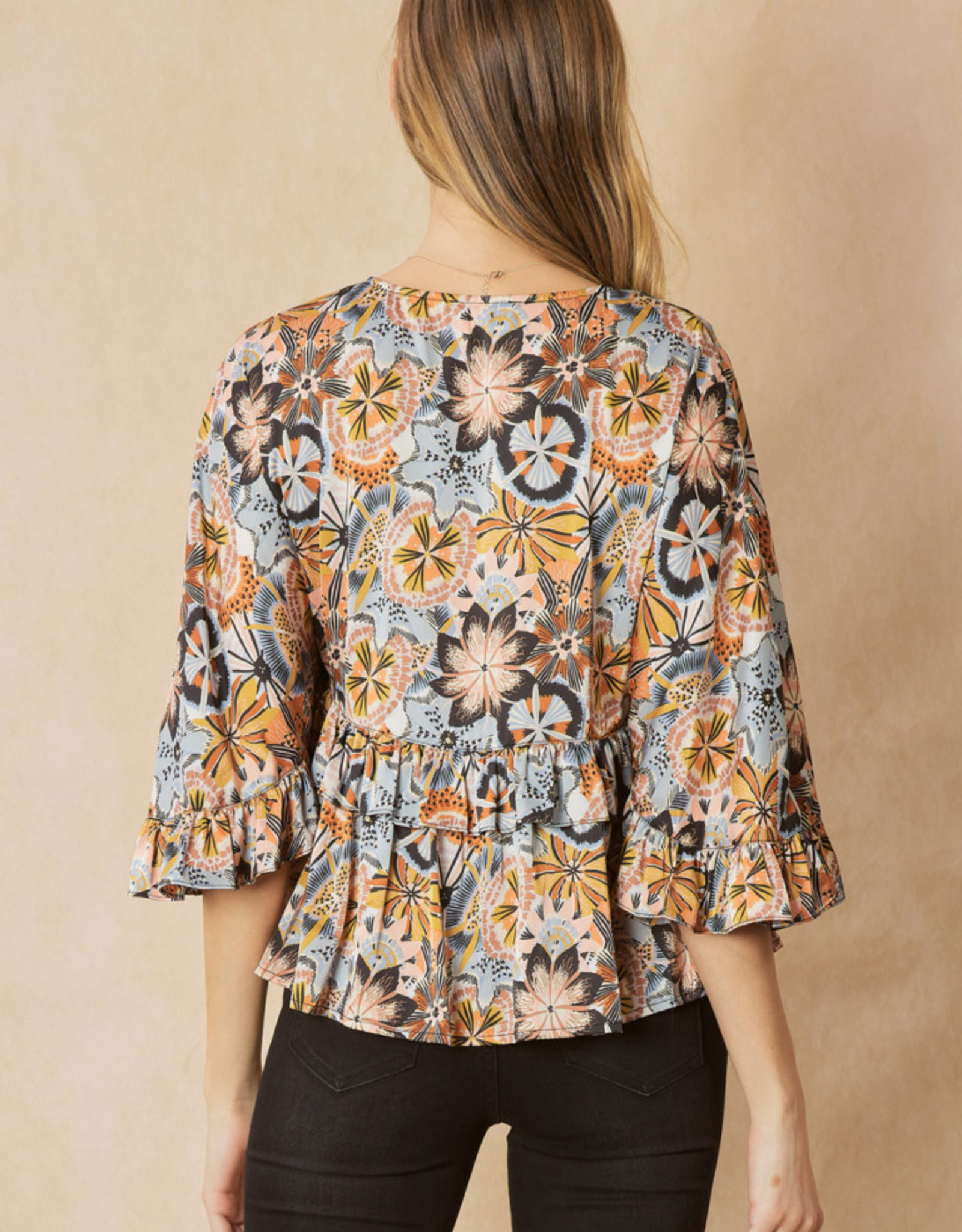 Floral Butterfly Sleeve Top