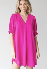 Solid Bubble Sleeve Dress