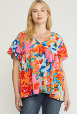 Abstract Pink Combo Top