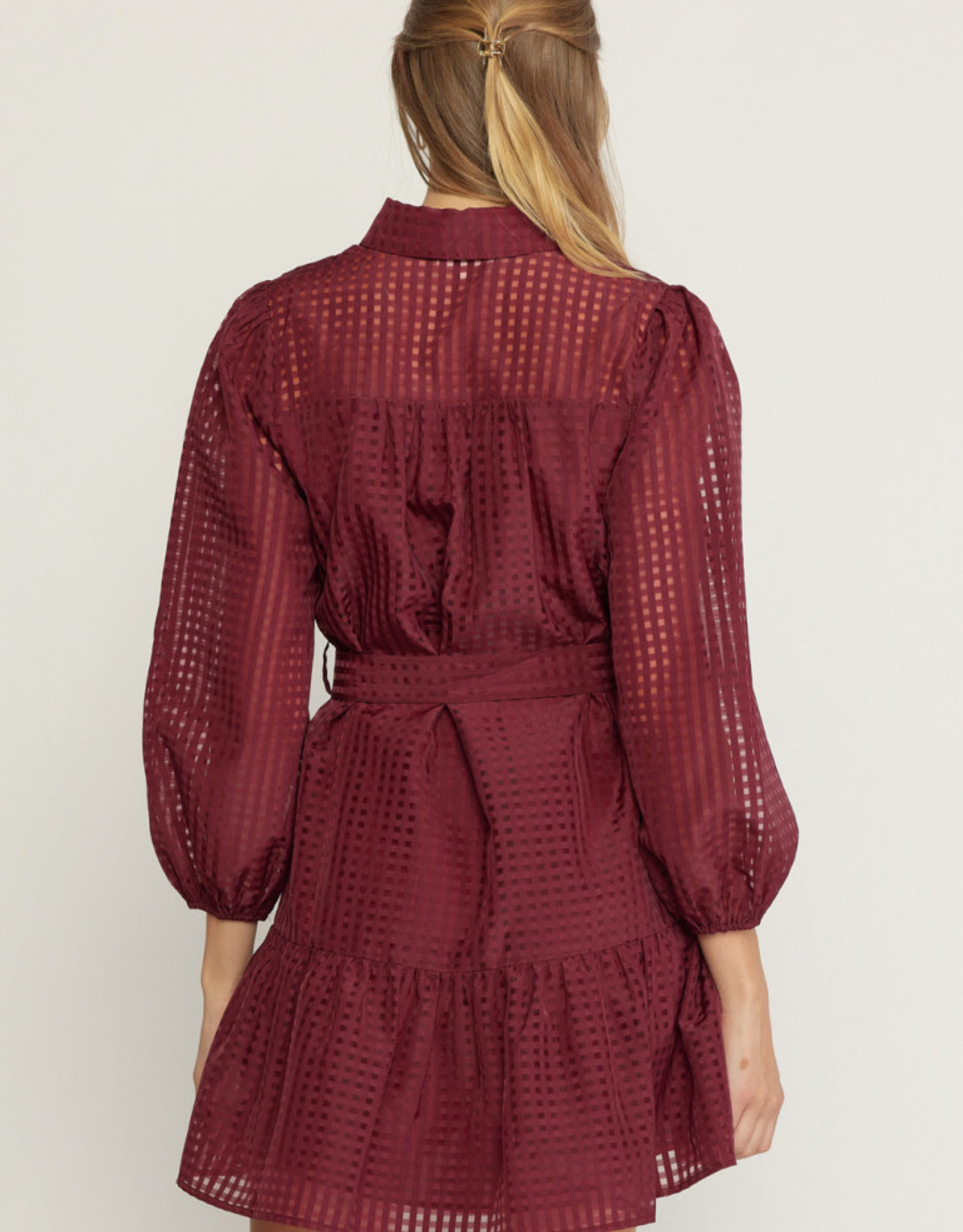 Grid Print Collared Dress