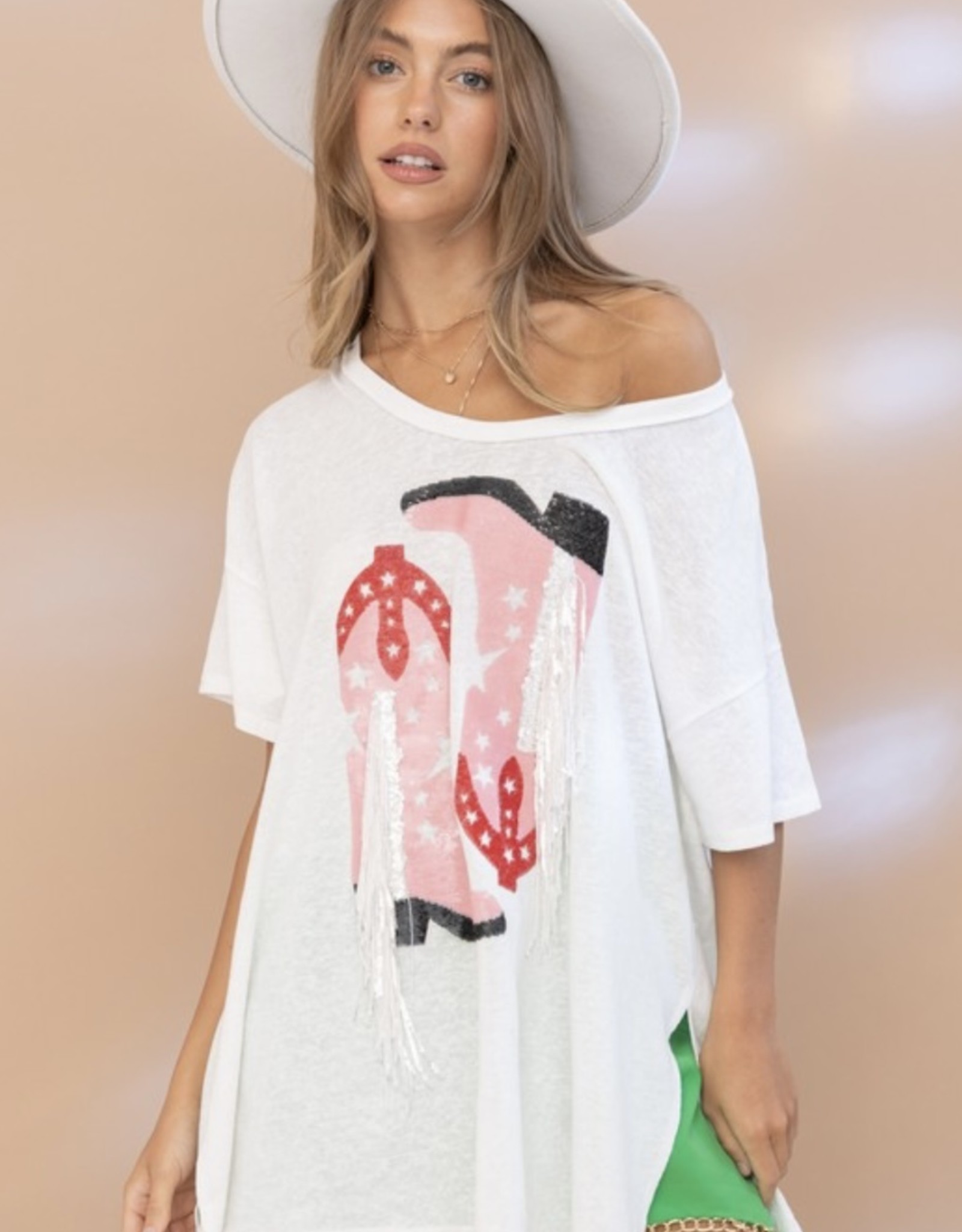 Rodeo Boots Graphic Fringe Tee