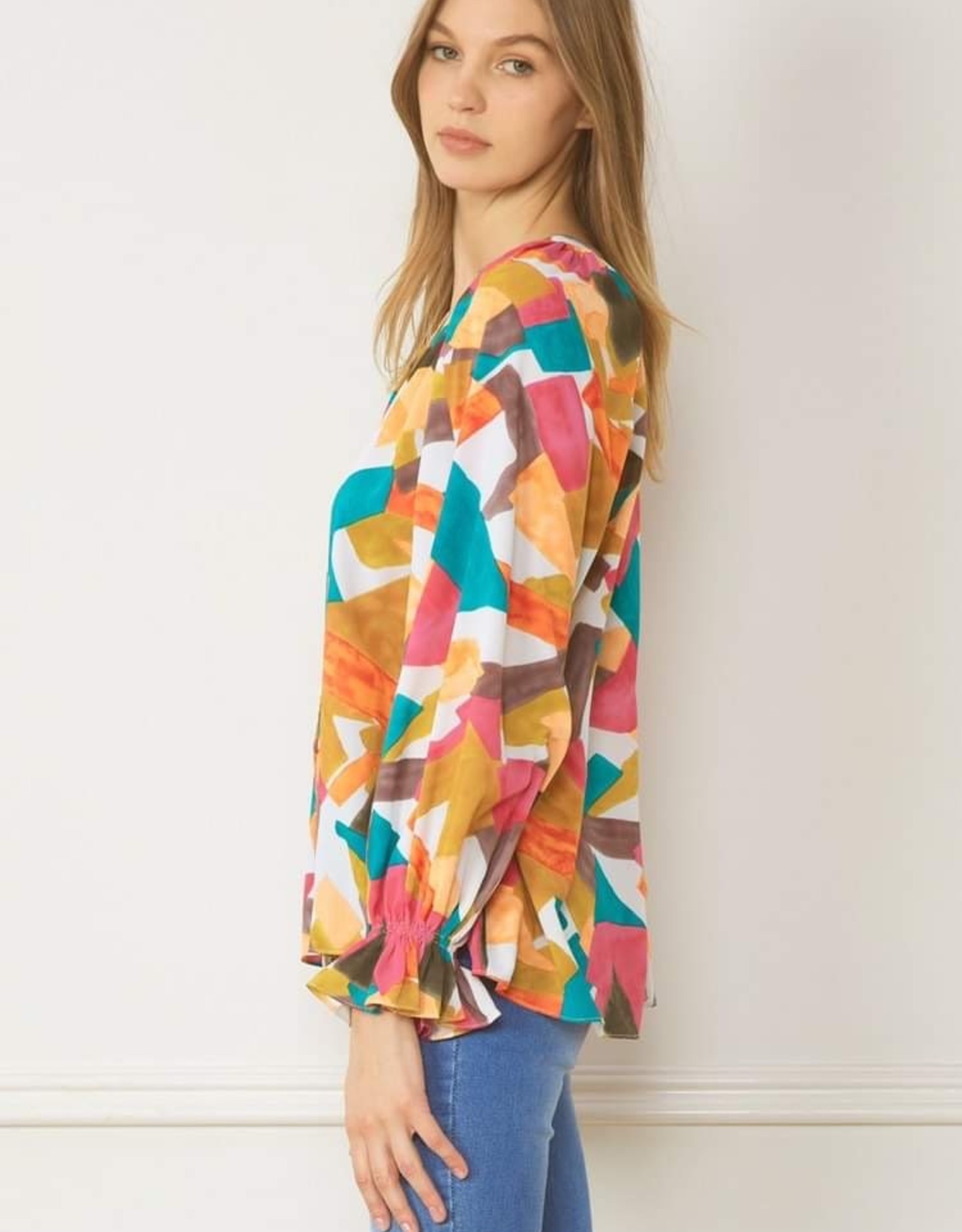 Abstract Button Blouse