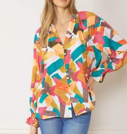 Abstract Button Blouse