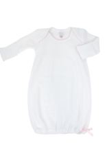 L/S Lap Shoulder Gown Wht/Pink Preemie