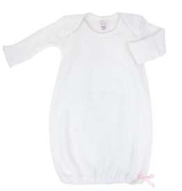 Paty, Inc. L/S Lap Shoulder Gown White/Pink- Preemie