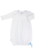 Paty, Inc. L/S Lap Shoulder Gown White/Blue- Preemie
