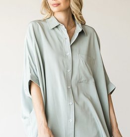 Solid Loose Button Up Top