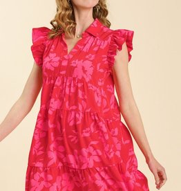 Red & Pink Floral Dress