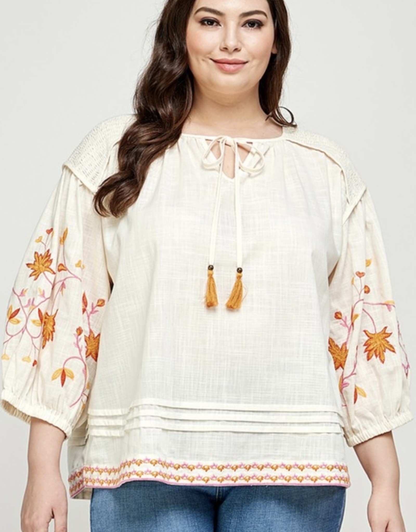 Cream Embroidery Detail Top