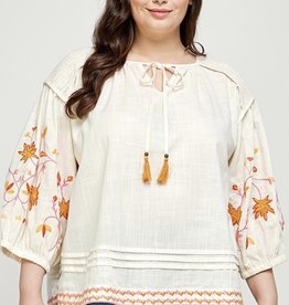 Cream Embroidery Detail Top