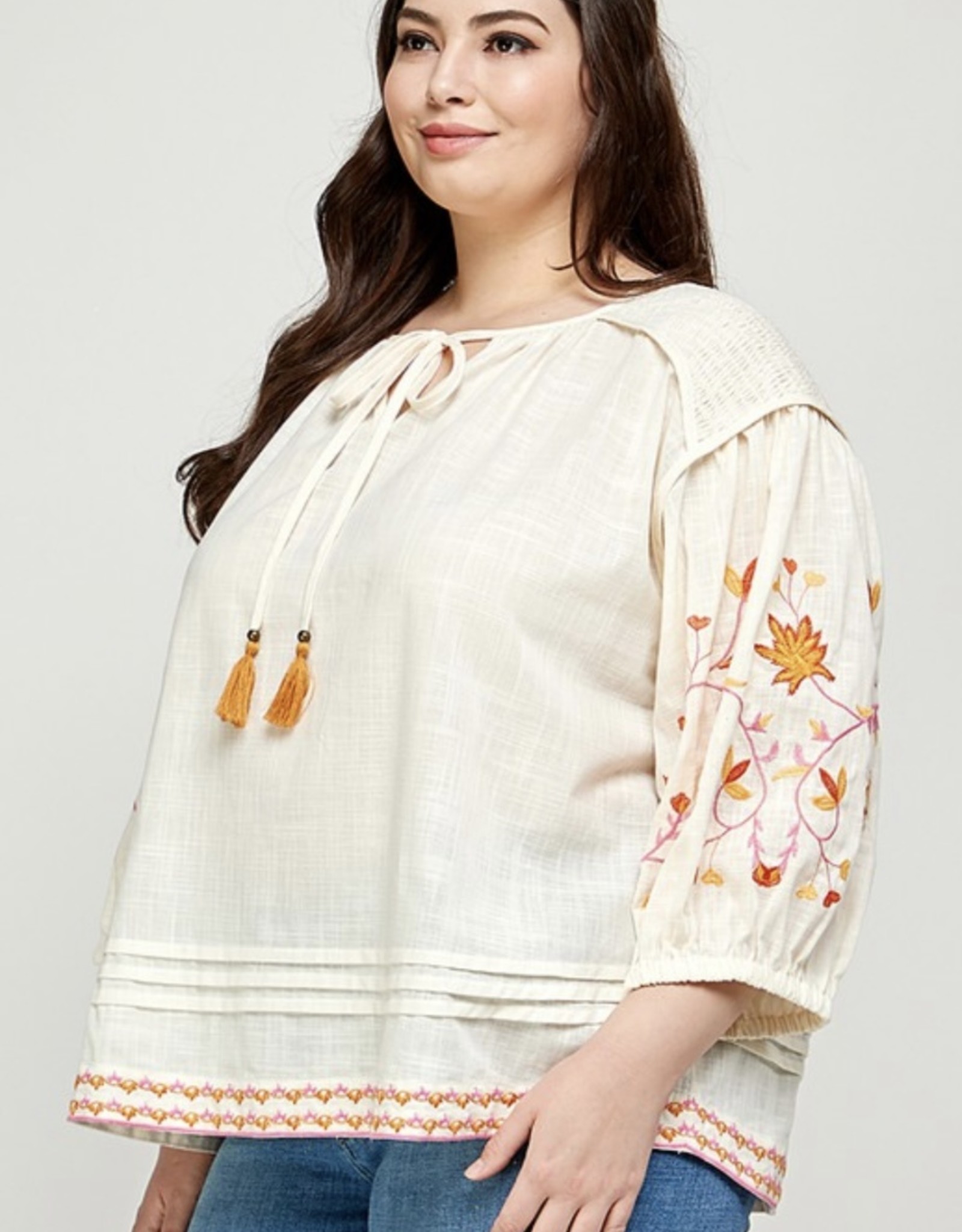 Cream Embroidery Detail Top