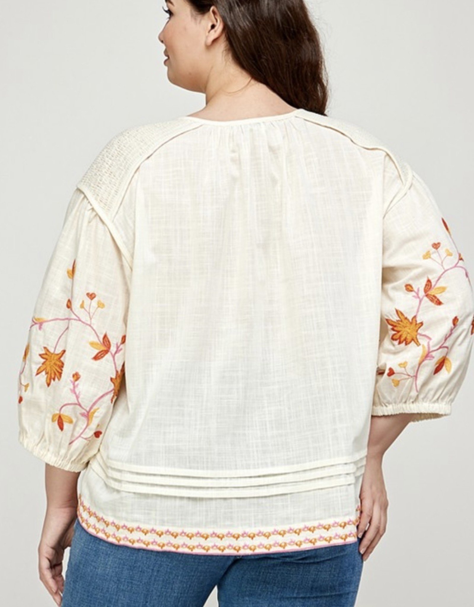 Cream Embroidery Detail Top