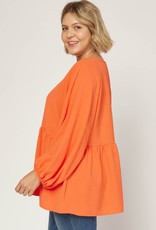3/4 Sleeve Solid Blouse