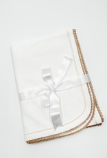 Blanket w/ Crochet Edge- White/Latte