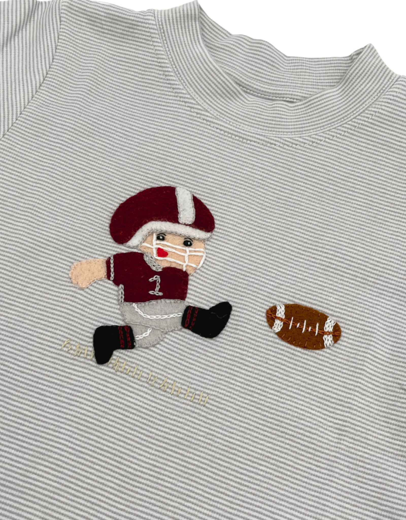 Squiggles Grey Stripe Maroon Football Kicker T-shirt