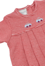 Squiggles Bitty Cars Red Stripe Pleated Romper