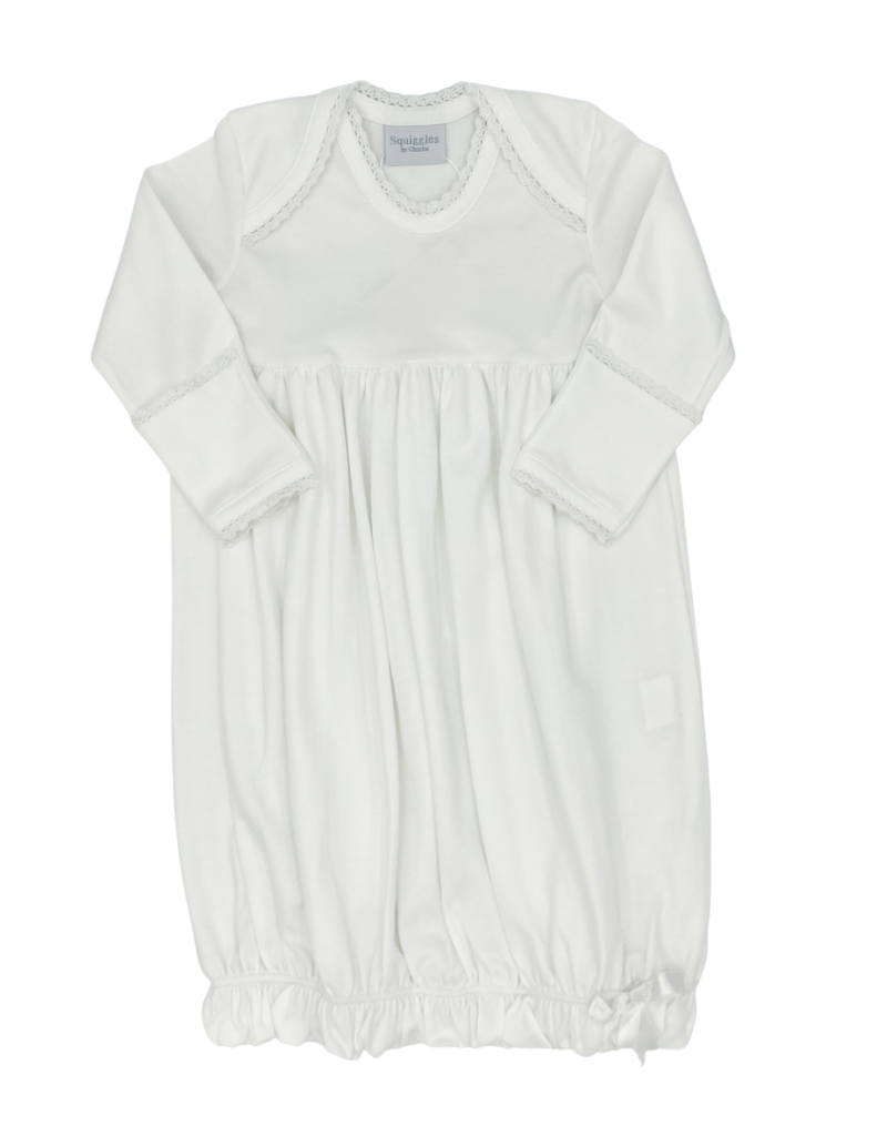 LS Gray and White Stripe Picot Trim Lap Shoulder Gown main image 0