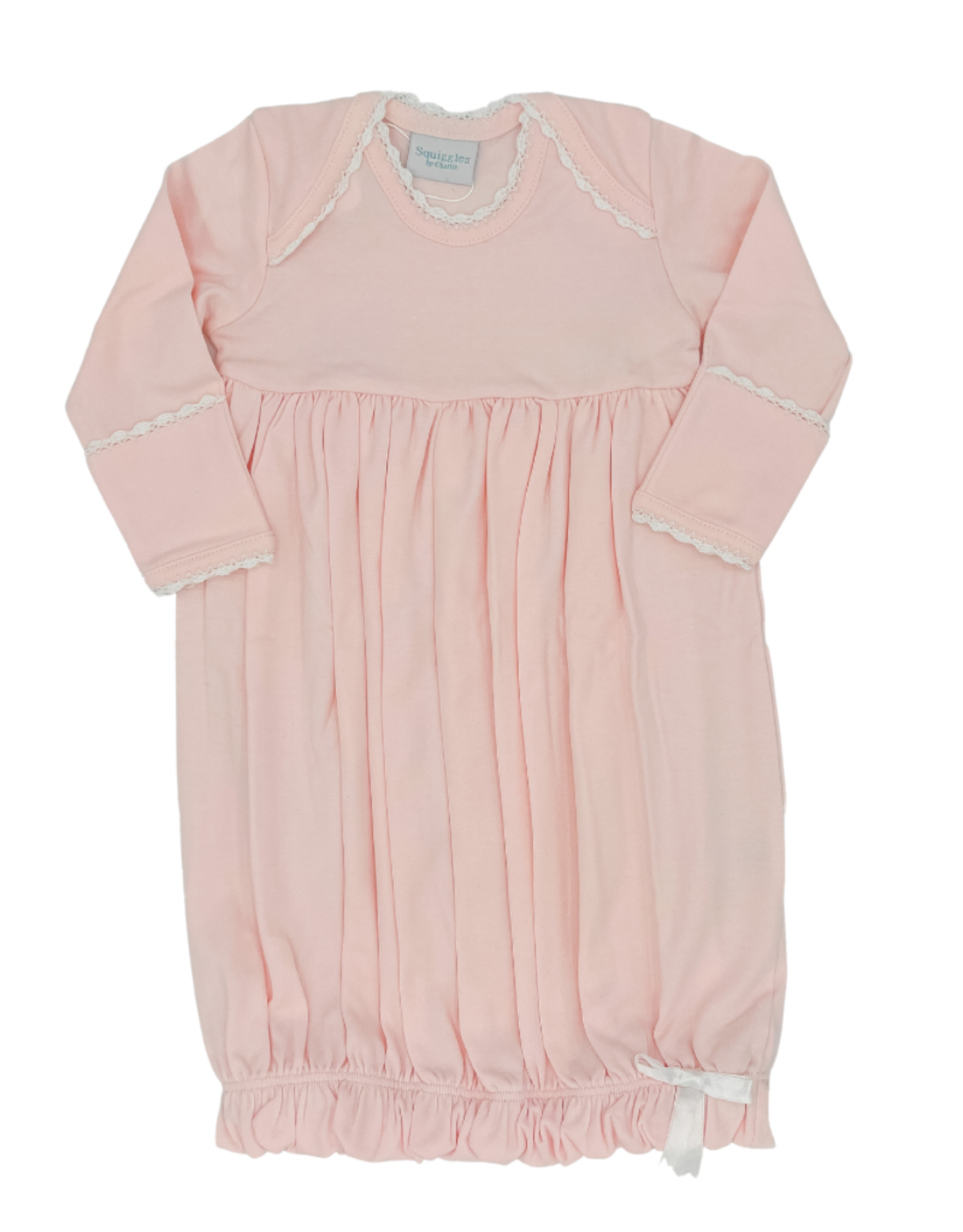 Squiggles Lap Shoulder Gown- Pink/White