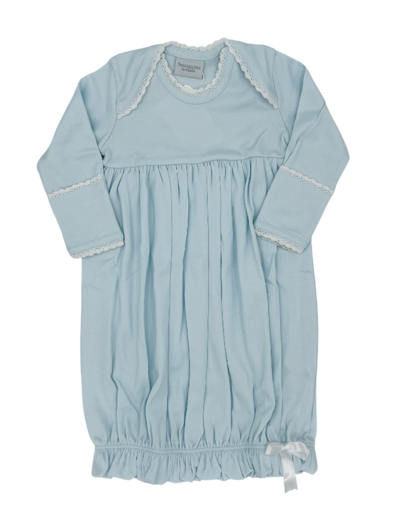 Squiggles Lap Shoulder Gown- Blue w/ White