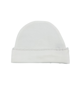White Beanie Cap w/ White Crochet - NB