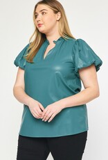 Teal Faux Leather Top