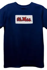 Ole Miss Smocked Tee- Navy