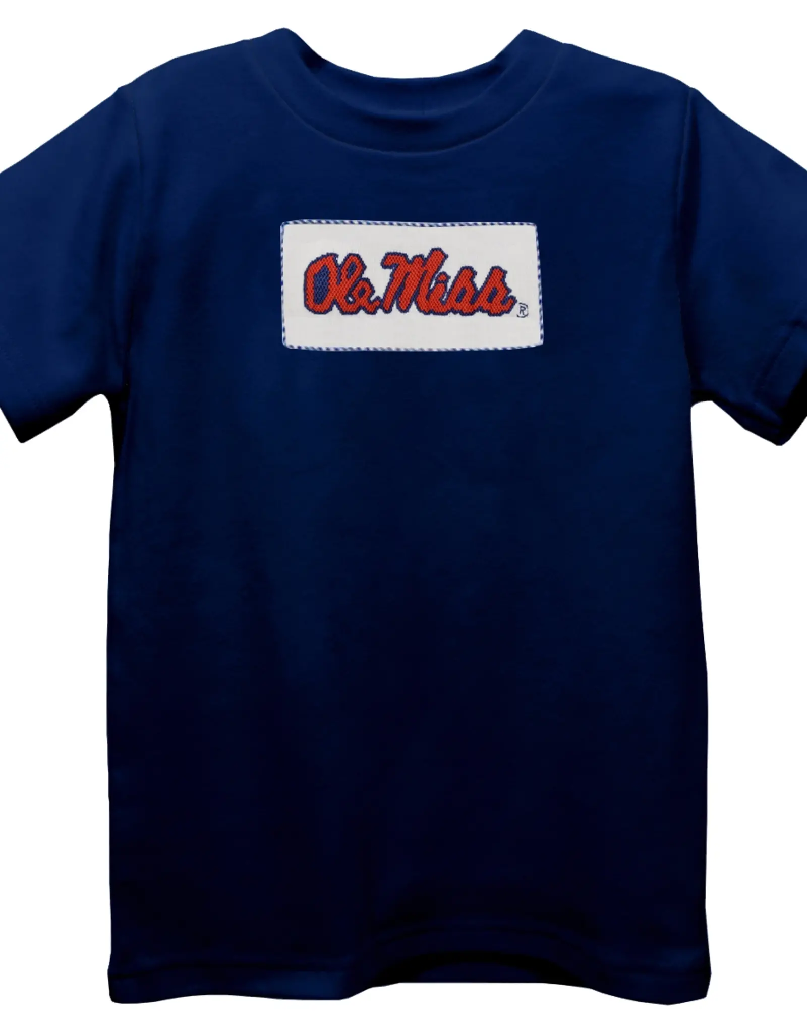 Ole Miss Smocked Tee- Navy