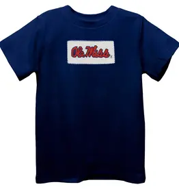Ole Miss Smocked Tee- Navy