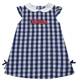 Ole Miss Gingham Embroidered Dress