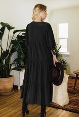 V-Neck Puff Sleeve Tiered Dress