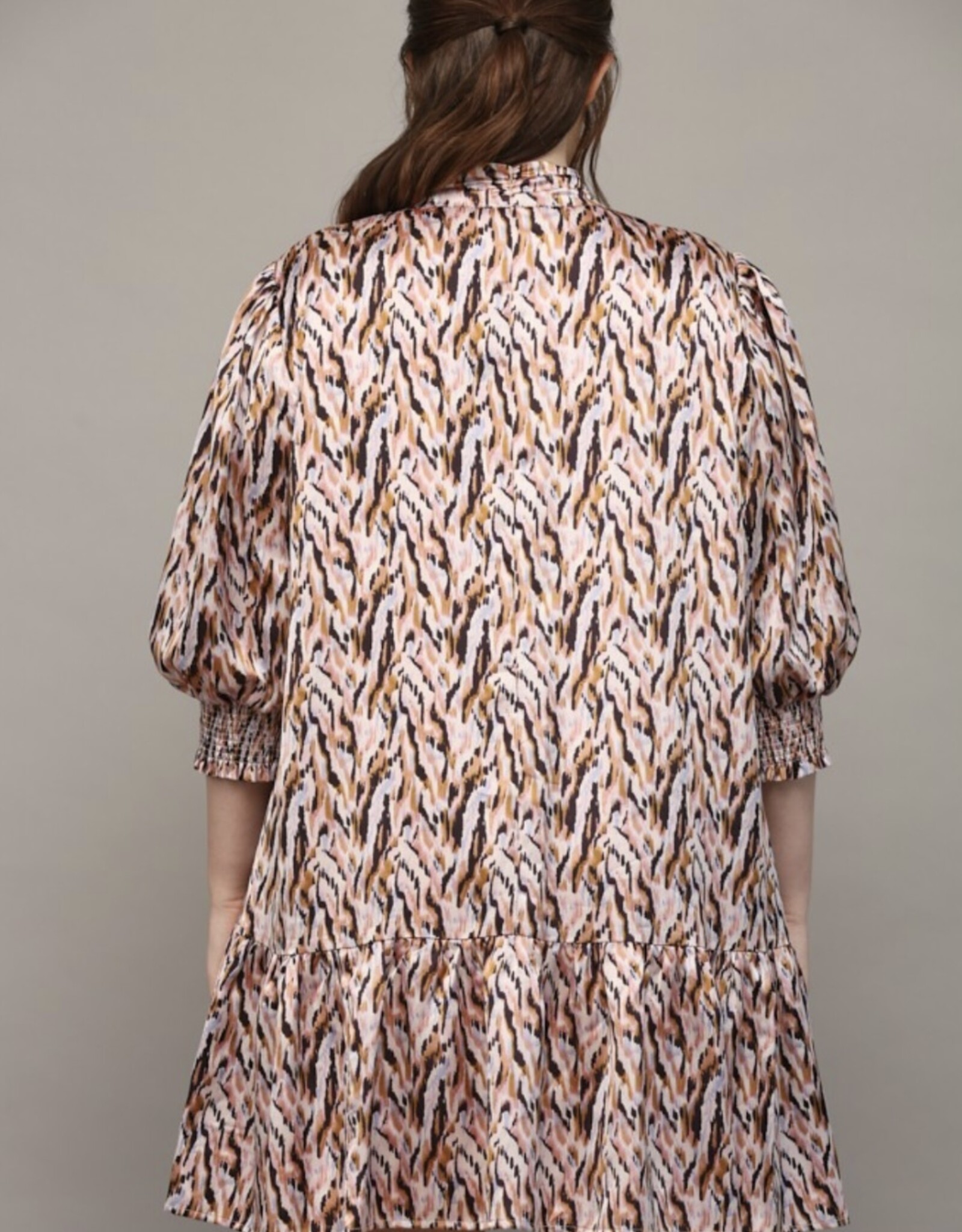 Lilac/Camel Abstract Print Dress
