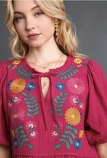 Ruby Gauze Embroidered Top