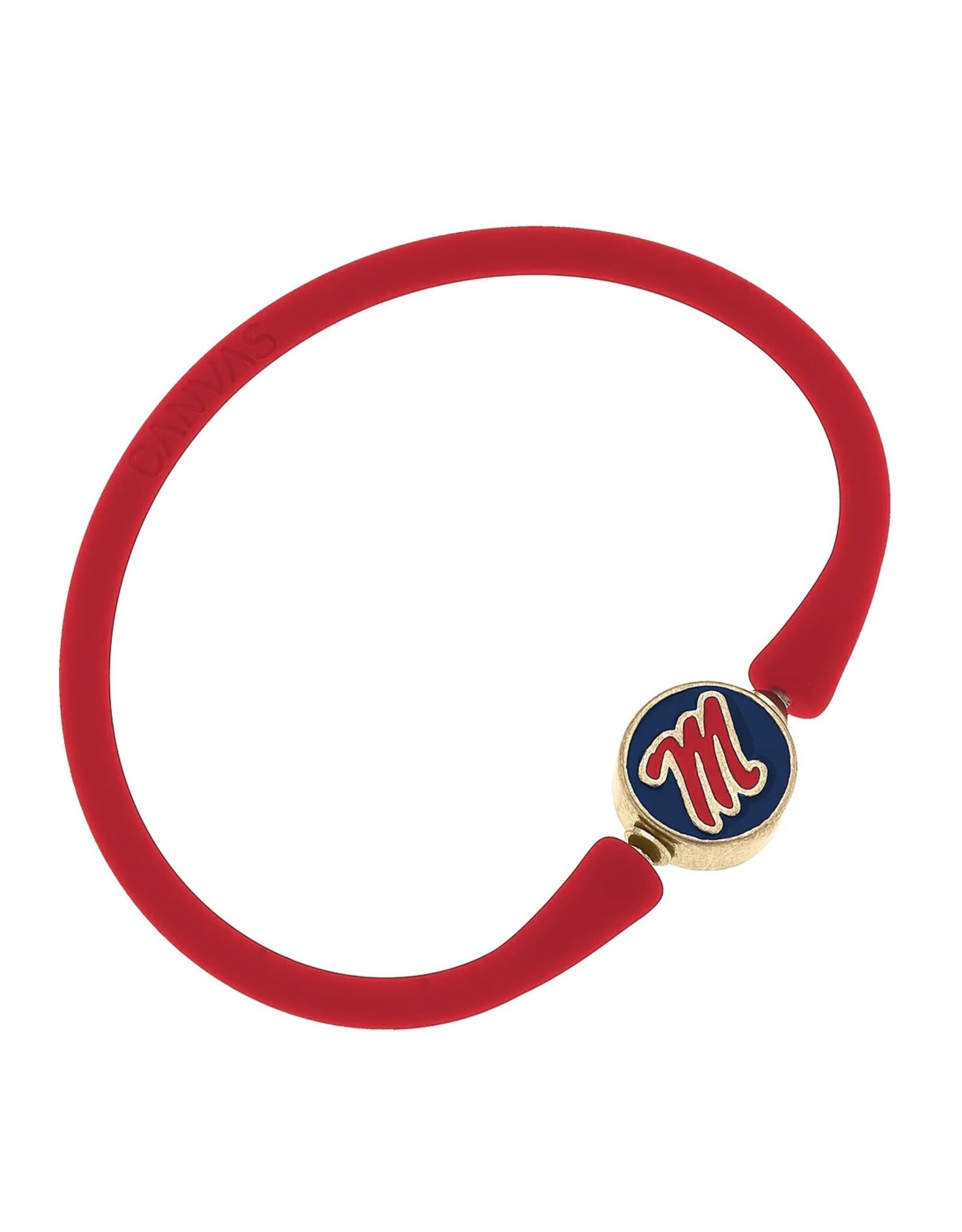 23131B-MS-RD] Ole Miss Enamel Bali of Heart Silicone Bracelet in - the Rebels South Red