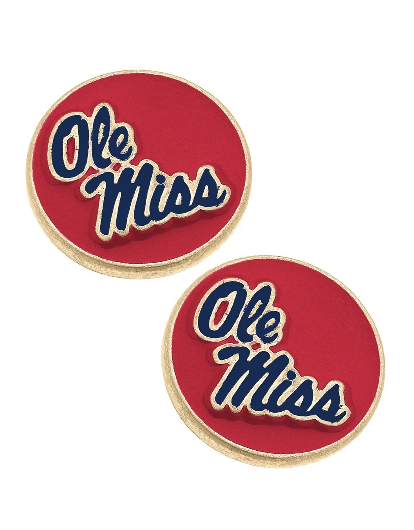 [24687E-MS] Ole Miss Rebels Enamel Disc Stud Earrings in Red
