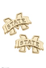 [24109E-MST] Mississippi State Bulldogs 24K Gold Plated Stud Earrings