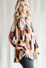 Abstract Bubble Sleeve Top