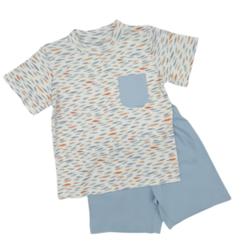 Squiggles Fish Pocket Shirt w/ Blue Short