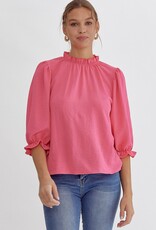 Solid 1/2 Sleeve Mock Neck Top