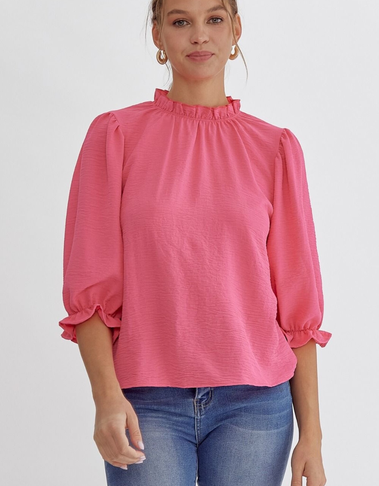 Solid 1/2 Sleeve Mock Neck Top