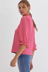 Solid 1/2 Sleeve Mock Neck Top