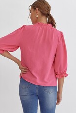 Solid 1/2 Sleeve Mock Neck Top