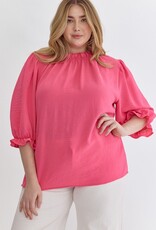 Solid 1/2 Sleeve Mock Neck Top